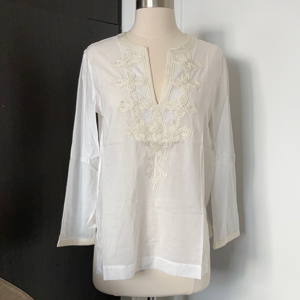 J. Crew Tunic embroidered off white size 2 NWT
